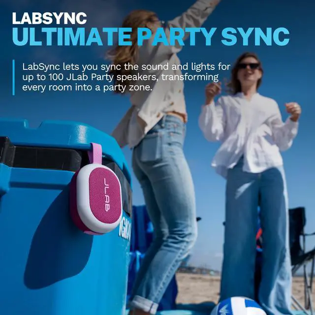 Alt view image 4 of 7 - , Pop Party, Portable Bluetooth Speaker, Waterproof, RGB Lighting, LabSync, Mulberry