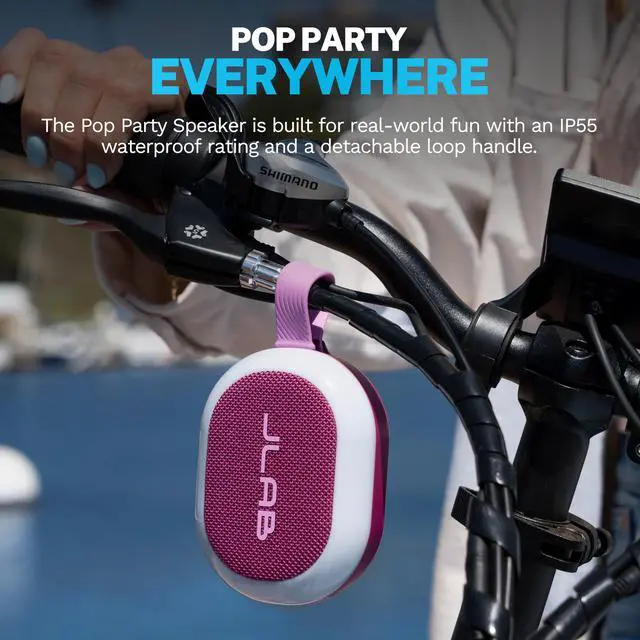 Alt view image 6 of 7 - , Pop Party, Portable Bluetooth Speaker, Waterproof, RGB Lighting, LabSync, Mulberry