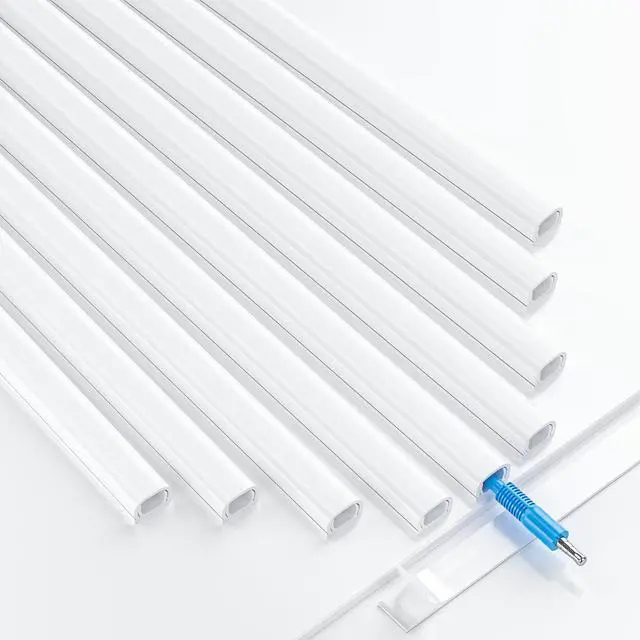 Main image of 128in Mini Cord Hider for 1 Mini Wire, On-Wall Cord Cover Channel, Tape Wire Concealer, Cable Cover Cable Management for Home Office, W0.5in H0.31in, White