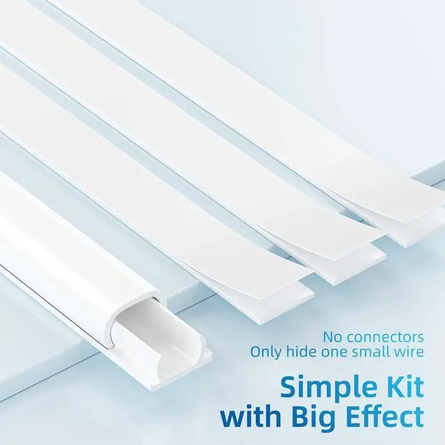 Alt view image 3 of 7 - 128in Mini Cord Hider for 1 Mini Wire, On-Wall Cord Cover Channel, Tape Wire Concealer, Cable Cover Cable Management for Home Office, W0.5in H0.31in, White