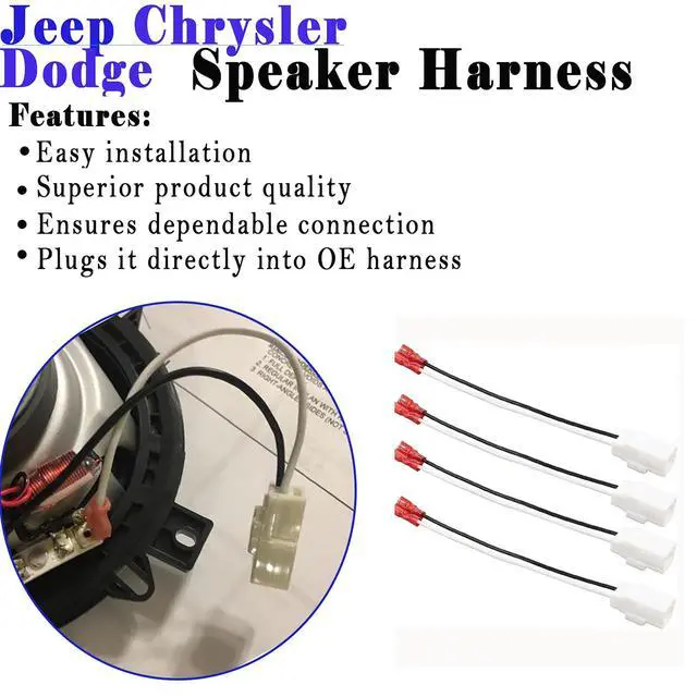 Alt view image 3 of 6 - 4 Pack 72-6514 Speaker Wire Harness Adapter Plug Compatible with Jeep Wrangler Chrysler Town & Country Speaker Harness Adapter Compatible with Dodge Dakota Front Rear Door Speaker Wire Harness Adapter