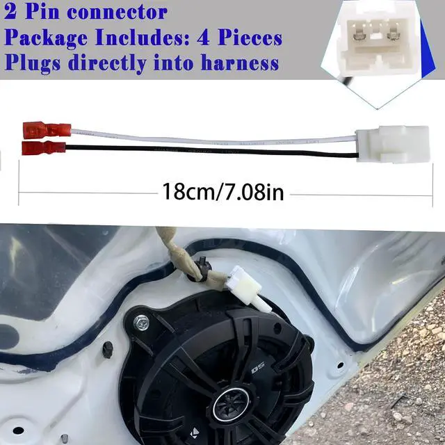 Alt view image 5 of 6 - 4 Pack 72-6514 Speaker Wire Harness Adapter Plug Compatible with Jeep Wrangler Chrysler Town & Country Speaker Harness Adapter Compatible with Dodge Dakota Front Rear Door Speaker Wire Harness Adapter