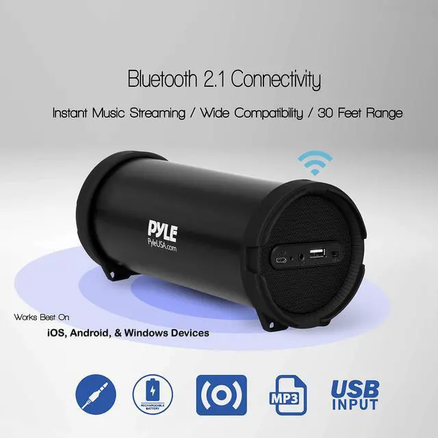 Alt view image 4 of 7 - Surround Portable Boombox Wireless Home Speaker Stereo System, Built-in Rechargeable Battery, MP3/USB/FM Radio with Auto-Tuning, Aux Input Jack for External Audio. (PBMSPG6) Black