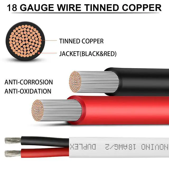Alt view image 2 of 7 - 18 Gauge Marine Wire,18 AWG 30ft Duplex Marine Grade Wire Tinned Copper Heavy Duty Sheathed Cable for Boat/Automotive/RV/Camper/Trailer Outdoor Use