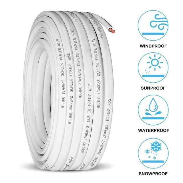 Alt view image 3 of 7 - 18 Gauge Marine Wire,18 AWG 30ft Duplex Marine Grade Wire Tinned Copper Heavy Duty Sheathed Cable for Boat/Automotive/RV/Camper/Trailer Outdoor Use