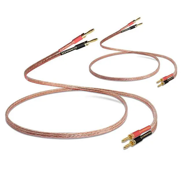 Alt view image 2 of 7 - 2 Pack 13AWG Speaker Cables with Banana Plug, (1.5m / 4.9FT) HiFi Speaker Wire with Gold-Plated Banana Tip Plugs, Male to Male Copper Audio Cable Speaker Cord Connector for Home Theater