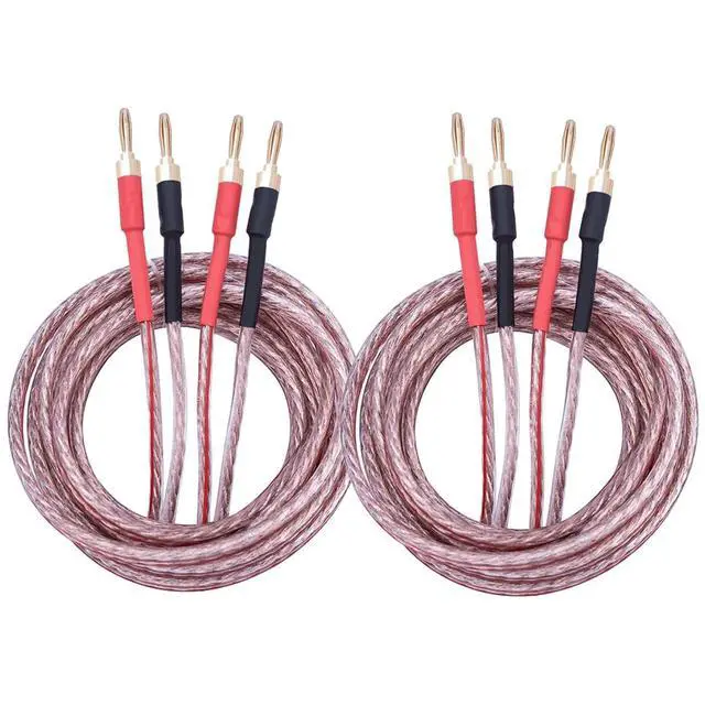 Alt view image 3 of 7 - 2 Pack 13AWG Speaker Cables with Banana Plug, (1.5m / 4.9FT) HiFi Speaker Wire with Gold-Plated Banana Tip Plugs, Male to Male Copper Audio Cable Speaker Cord Connector for Home Theater