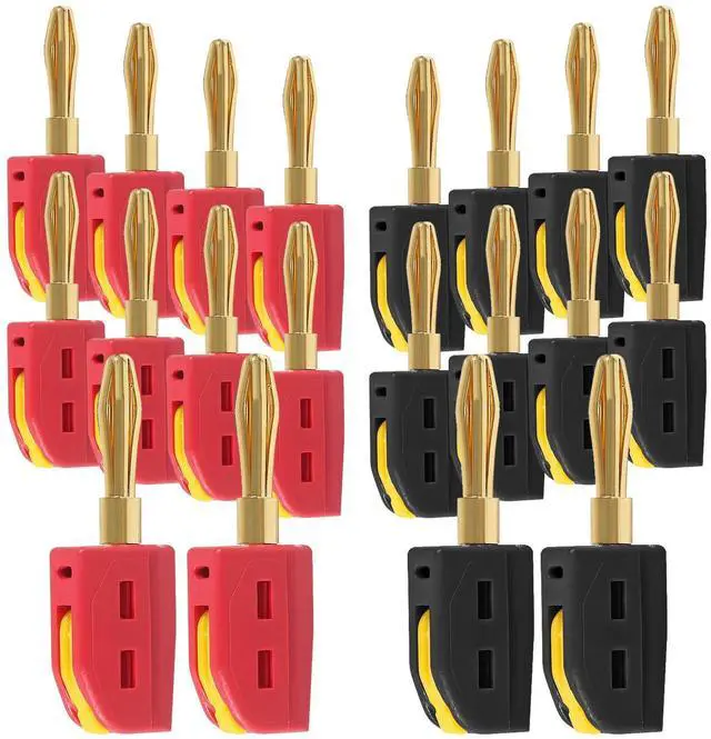 Main image of 20PCS 4mm Banana Plug High Current Quick Connect 32A Gold-Plated Banana Connector for Speaker Wire, Wall Plate, Home Theater, Audio/Video Receiver and Sound Systems(10PCS Red with10PCS Black)