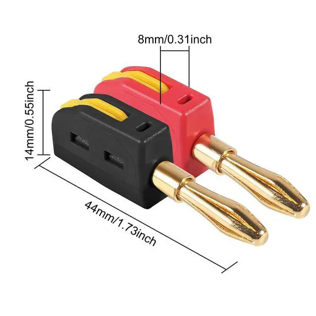 Alt view image 2 of 7 - 20PCS 4mm Banana Plug High Current Quick Connect 32A Gold-Plated Banana Connector for Speaker Wire, Wall Plate, Home Theater, Audio/Video Receiver and Sound Systems(10PCS Red with10PCS Black)