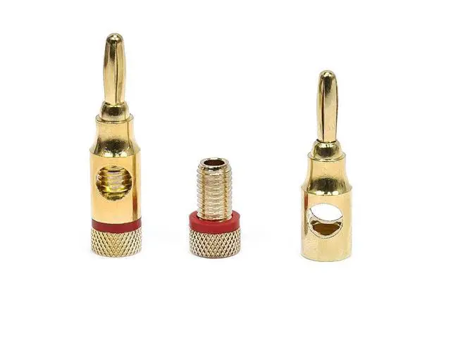 Alt view image 2 of 3 - 109437 5PRJX74047 Gold Plated Speaker Banana Plugs 5 Pairs Open Screw Type, For Speaker Wire, Home Theater, Wall Plates And More