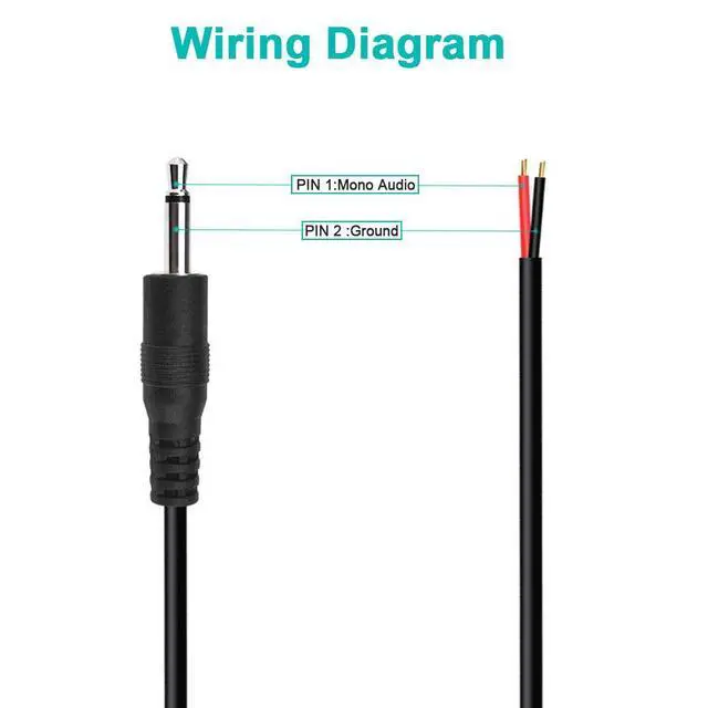 Alt view image 2 of 5 - (3 Pack 6 ft Replacement 3.5mm Male Plug to Bare Wire Open End TS 2 Pole Mono 1/8" 3.5mm Plug Jack Connector Audio Cable Repair