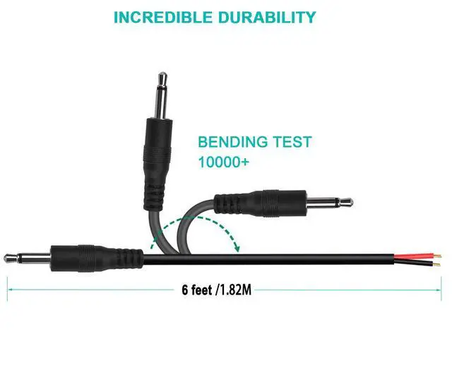 Alt view image 4 of 5 - (3 Pack 6 ft Replacement 3.5mm Male Plug to Bare Wire Open End TS 2 Pole Mono 1/8" 3.5mm Plug Jack Connector Audio Cable Repair