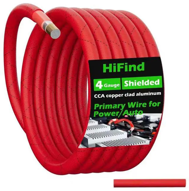 Main image of 4 Gauge AWG Power Ground Wire Cable 10 Ft, True Spec Shielded Braided Welding Battery Cable Terminal for Automotive, Car Audio, Amp Wiring, Speaker Stereo, Solar, Marine, Generator-Red