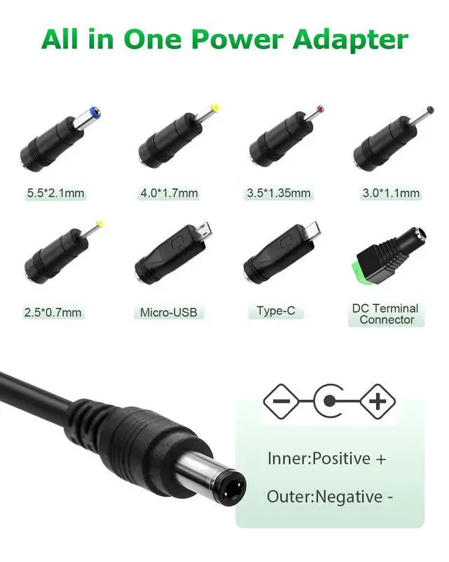 Alt view image 4 of 7 - 5V 2A 10W DC Power Supply Adapter AC/DC Wall Plug Charger AC 100V-240V to D C 5 Volt 2Amp 1A 1.5A Replacement Power Cord USB Type C for Security Camera Baby Monitor Scanner TV Box Raspberry