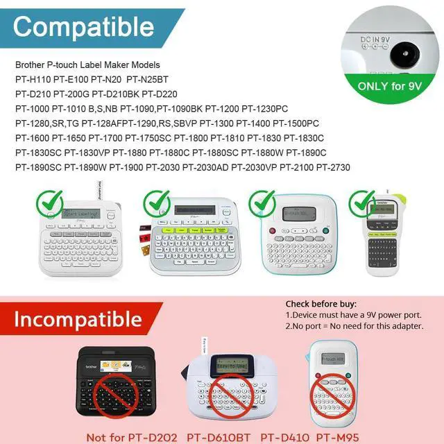 Alt view image 3 of 7 - Ac Dc Power Adapter Compatible with Brother P-Touch PT-D210 PTD 210 PTD220 PT-N20 PT-D200VP PTH110 Label Maker, UL Listed Power Supply Charger for Brother AD-24 AD-24ES AD-20 AD-30
