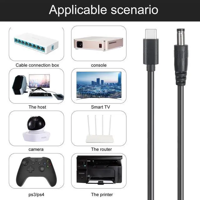 Alt view image 7 of 7 - USB C to DC 5.5mm x 2.1mm Power Cable Cord, USB C Input to DC 12V Out Charging Cable, Work with PD Charger and PD Power Bank, Output DC 12V 3A MAX 36W