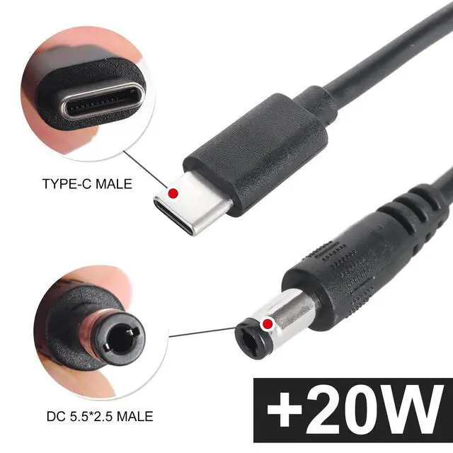 Alt view image 2 of 7 - USB C to DC 5.5mm x 2.1mm Power Cable Cord, USB C Input to DC 12V Out Charging Cable, Work with PD Charger and PD Power Bank, Output DC 12V 3A MAX 36W