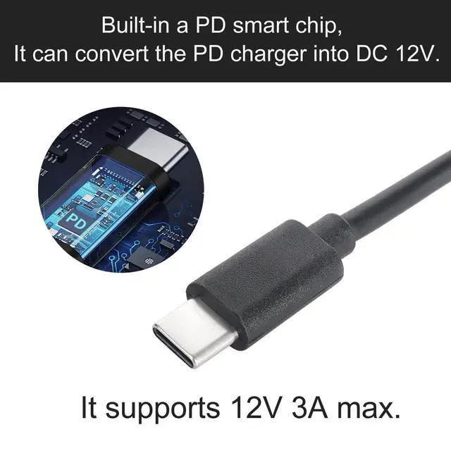 Alt view image 5 of 7 - USB C to DC 5.5mm x 2.1mm Power Cable Cord, USB C Input to DC 12V Out Charging Cable, Work with PD Charger and PD Power Bank, Output DC 12V 3A MAX 36W