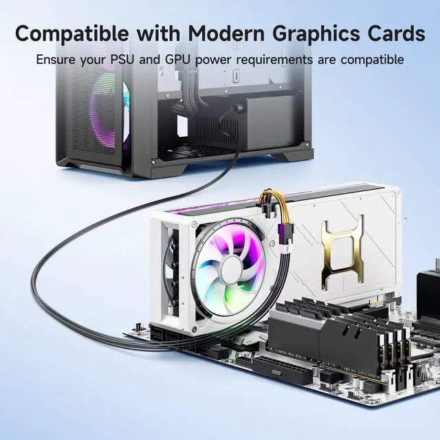 Alt view image 5 of 6 - 2-Pack 6 Pin to 8 Pin PCIe Adapter Power Cable - 4 Inches
