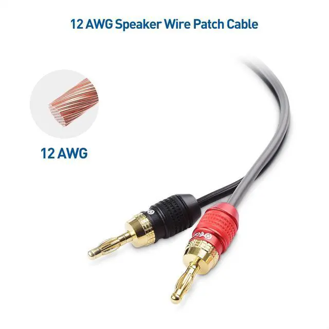Alt view image 2 of 7 - Heavy Duty 12 AWG Speaker Wire - 6ft, Single OFC Speaker Cable with Banana Plugs, Black