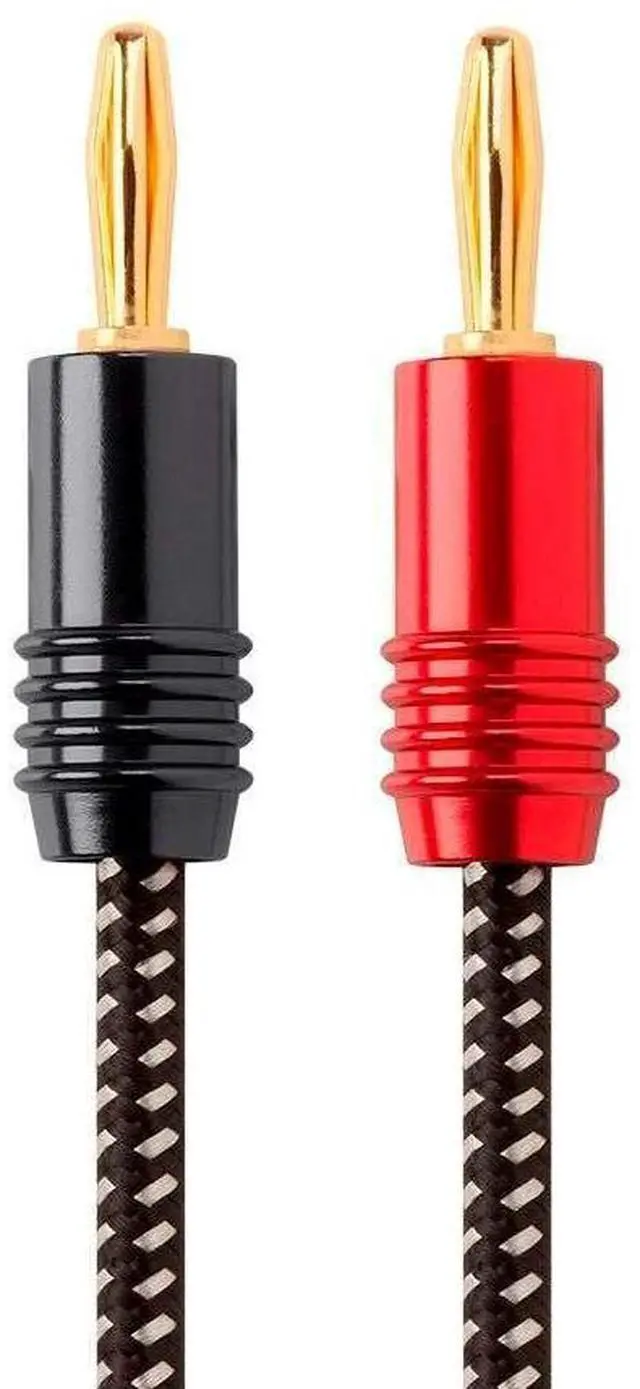 Main image of Premium Braided Speaker Wire 14AWG - With Gold Plated Banana Plug Connectors - Affinity Series, 1 Pack, 3 Foot Red/Black