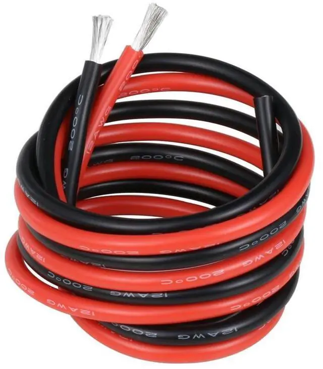 Main image of 12 Gauge Silicone Wire 10 ft red and 10 ft Black Flexible 12 AWG Stranded Tinned Copper Wire