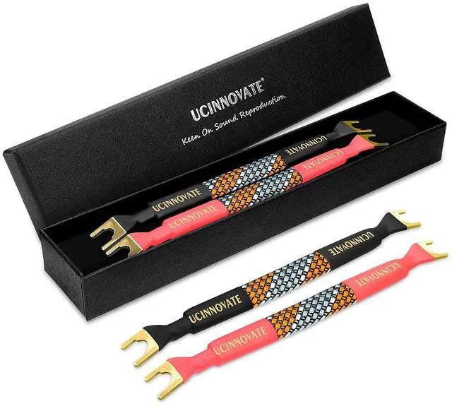 Main image of 4 Pack 6 Inch HiFi OFC Speaker Jumper Cables, Speaker Cable Bridge Bi-Wire Speaker with Gold Plated Jumper Plates, Audiophile Flexible 11AWG Cable Bridge to Speaker Cable Terminals
