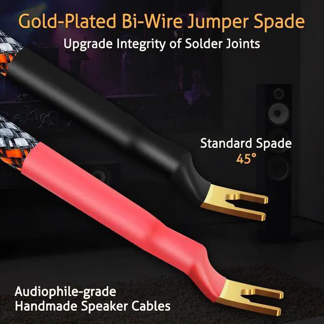 Alt view image 5 of 7 - 4 Pack 6 Inch HiFi OFC Speaker Jumper Cables, Speaker Cable Bridge Bi-Wire Speaker with Gold Plated Jumper Plates, Audiophile Flexible 11AWG Cable Bridge to Speaker Cable Terminals