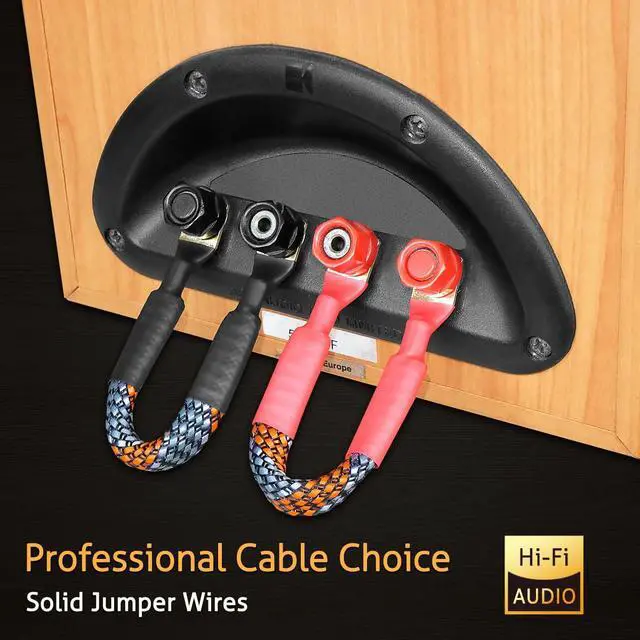 Alt view image 7 of 7 - 4 Pack 6 Inch HiFi OFC Speaker Jumper Cables, Speaker Cable Bridge Bi-Wire Speaker with Gold Plated Jumper Plates, Audiophile Flexible 11AWG Cable Bridge to Speaker Cable Terminals