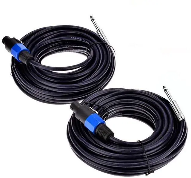 Main image of 2Pack 6 ft Speakon to 1/4" Male Speaker Cables, Professional 12 Gauge AWG Wire Audio Amplifier Connection Cord, DJ/PA Speaker Cable Wire with Twist Lock.