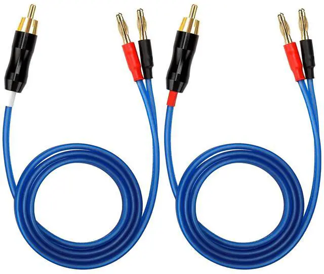 Main image of Q-P2 18 Gauge OFC Speaker Wire Pair with RCA Male (White & Red) to 2 Pair Banana (4banana) Plugs, Q-P2 (0.75M(2.4ft))