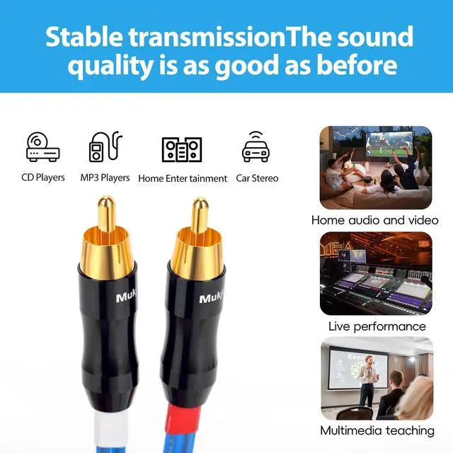 Alt view image 2 of 6 - Q-P2 18 Gauge OFC Speaker Wire Pair with RCA Male (White & Red) to 2 Pair Banana (4banana) Plugs, Q-P2 (0.75M(2.4ft))