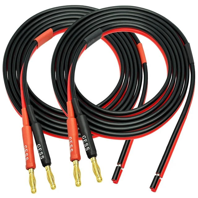 Alt view image 7 of 7 - Banana Plug to Bare Wire Open End Cable, 14AWG, 2-Pack (6 Feet) High level signal speaker wire to 4mm Banana adapter, Low Noise, Soft Silicone wire