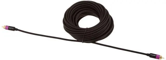 Alt view image 4 of 4 - 1 RCA Audio Cable for Subwoofer, Sound System, Amplifiers, Active Speakers with Gold-Plated Plugs, 50 Feet, Black
