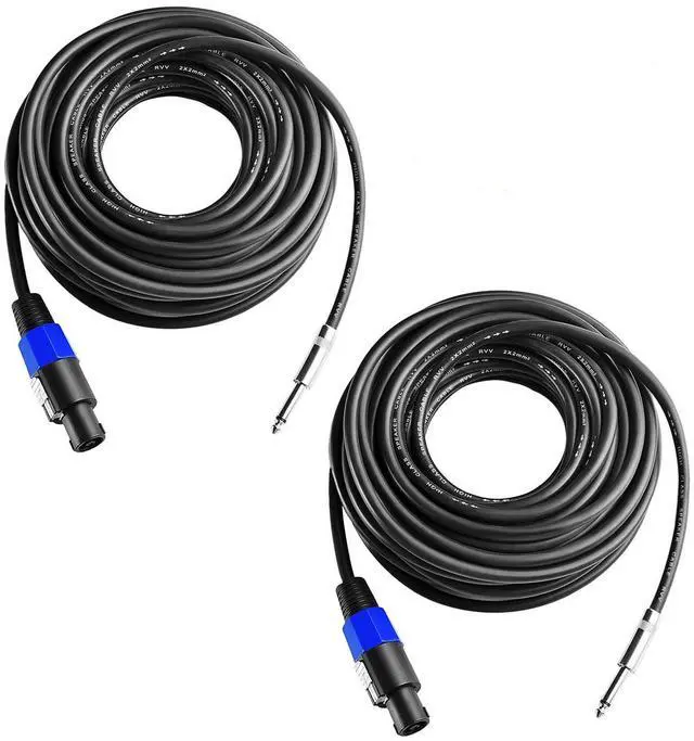 Main image of 2Pcs 3 Feet Professional Speakon to 1/4 Speaker Cable, Pair 3 ft 12 Gauge Speakon to 1/4 Male Inch Audio Amplifier Connection Heavy Duty Cord Wire with Twist Lock