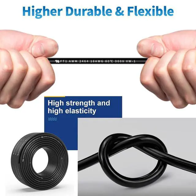 Alt view image 6 of 7 - 18 Gauge 2 Conductor Shielded Wire 25FT, UL2464 18 AWG 2 Shielded Cable Tinned Copper Stranded 18/2 CNC Wires for CNC VFD Spindle, Stepper Motor, 3D Printer, Sound, Speaker, Signal Transmission
