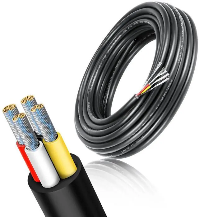 Main image of 18 Gauge 4 Conductor Wire, 10FT 18/4 Tinned Copper 4 Wire Cable, Stranded Electrical Wires for Speaker,Automotive,Thermostat,Trailer,Irrigation,Sprinkler Etc