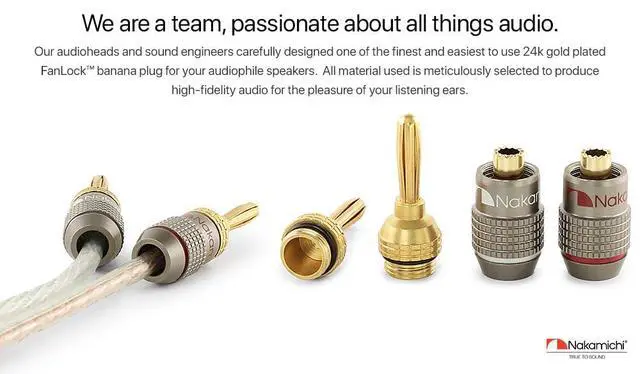 Alt view image 4 of 7 - FanLock Excel Series 24k Gold Plated Banana Plugs 10 AWG - 18 AWG Gauge Size 4mm for Speakers Amplifier Hi-Fi Stereo Home Theatre Radio Audio Wire Cable Quick Connector, 4 Pcs (2-Pairs)