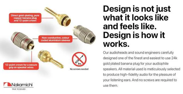 Alt view image 5 of 7 - FanLock Excel Series 24k Gold Plated Banana Plugs 10 AWG - 18 AWG Gauge Size 4mm for Speakers Amplifier Hi-Fi Stereo Home Theatre Radio Audio Wire Cable Quick Connector, 4 Pcs (2-Pairs)