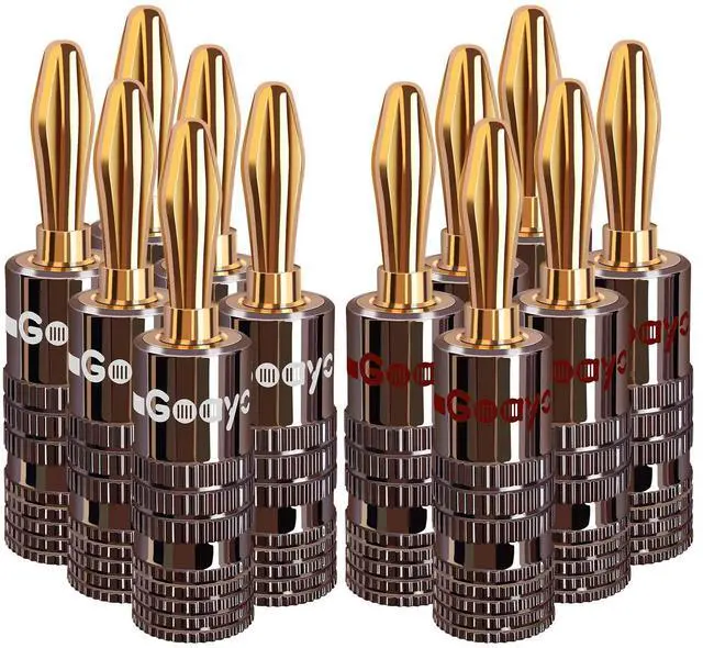 Main image of Banana Plugs for Speaker Wire - 24K Gold Plated Banana Adapter Connector(6 Pairs/12 pcs)