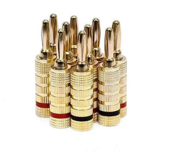 Main image of Gold Plated Speaker Banana Plugs 5 Pairs Closed Screw Type, For Speaker Wire, Home Theater, Wall Plates And More