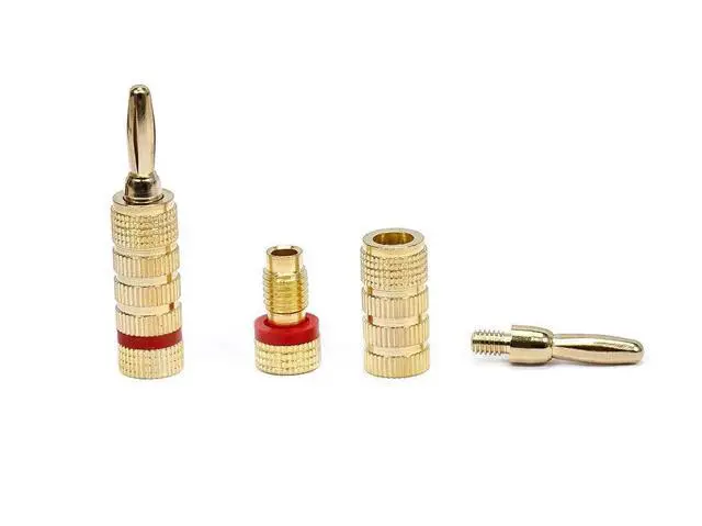 Alt view image 2 of 3 - Gold Plated Speaker Banana Plugs 5 Pairs Closed Screw Type, For Speaker Wire, Home Theater, Wall Plates And More