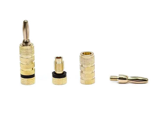 Alt view image 3 of 3 - Gold Plated Speaker Banana Plugs 5 Pairs Closed Screw Type, For Speaker Wire, Home Theater, Wall Plates And More