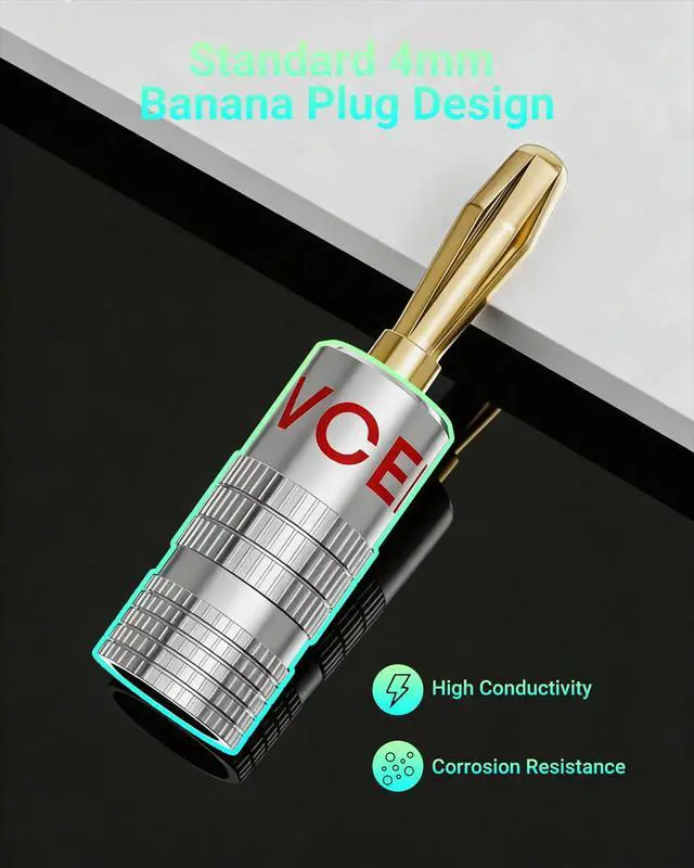 Alt view image 4 of 7 - Banana Plugs for Speaker Wire 6 Pairs/12 Pcs, 24K Gold Plated Dual Set Screw Type Speaker Connector for Home Theater, Wall Plate, Audio/Video Receiver and Sound Systems (Red+Black)