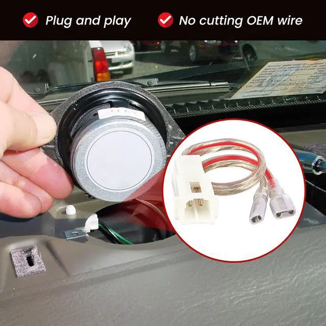 Alt view image 3 of 7 - Front Dash Tweeters Speaker Wiring Harness Adapter Connector Plug Replacement for Dodge Ram Jeep Chrysler 2005-2022 Aftermarket Dash Tweeters Audio Cable Plug 2PC