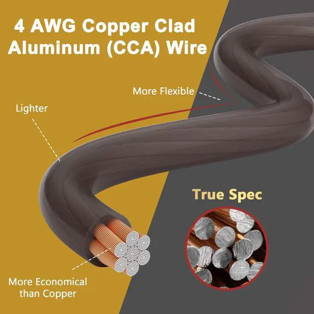 Alt view image 5 of 6 - 4 Gauge 4 AWG 15 Ft Black Power/Ground Wire Cable, True Spec Transparent Flexible Soft Touch Welding Battery Cable for Car Audio, Speaker, Solar, Marine, Generator, Automotive, RV