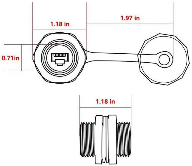 Alt view image 4 of 7 - 2PCS RJ45 Ethernet LAN Cable Connector CAT6 Shielded Industrial Panel Mount Bulkhead Feed Thru Coupler with Waterproof IP67 Dustproof Cap Outdoor Industrial Standard