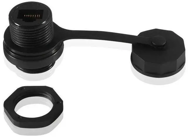 Alt view image 6 of 7 - 2PCS RJ45 Ethernet LAN Cable Connector CAT6 Shielded Industrial Panel Mount Bulkhead Feed Thru Coupler with Waterproof IP67 Dustproof Cap Outdoor Industrial Standard