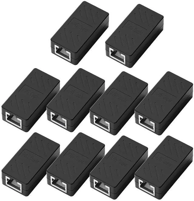 Main image of Ethernet Cable Extender, RJ45 Coupler, Extender Connector - Ethernet Coupler for Cat8/ Cat7/ Cat6/ Cat5 Ethernet Cables (Female Black 10 Pack)