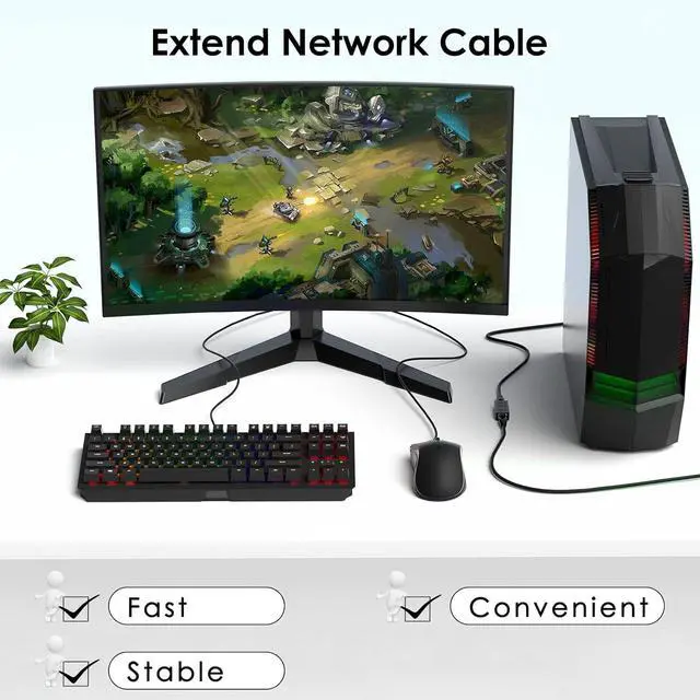 Alt view image 7 of 7 - Ethernet Cable Extender, RJ45 Coupler, Extender Connector - Ethernet Coupler for Cat8/ Cat7/ Cat6/ Cat5 Ethernet Cables (Female Black 10 Pack)